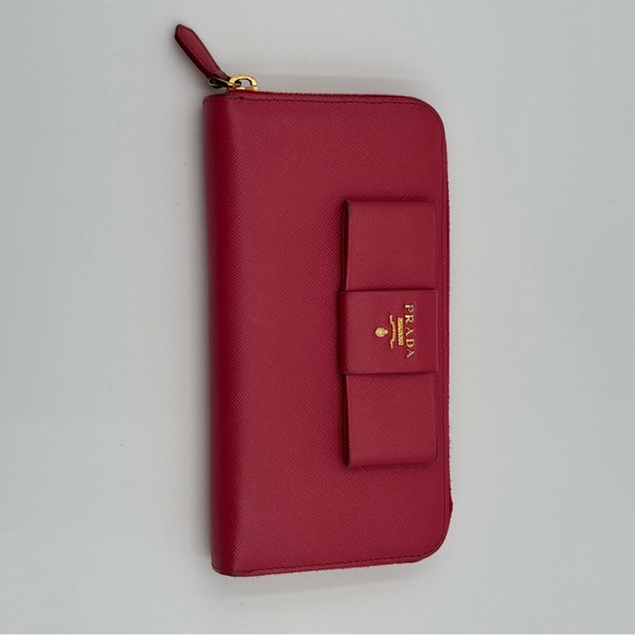 (SOLD) Prada Saffiano Leather Pink Bow Tie Wallet - Picture 3 of 16